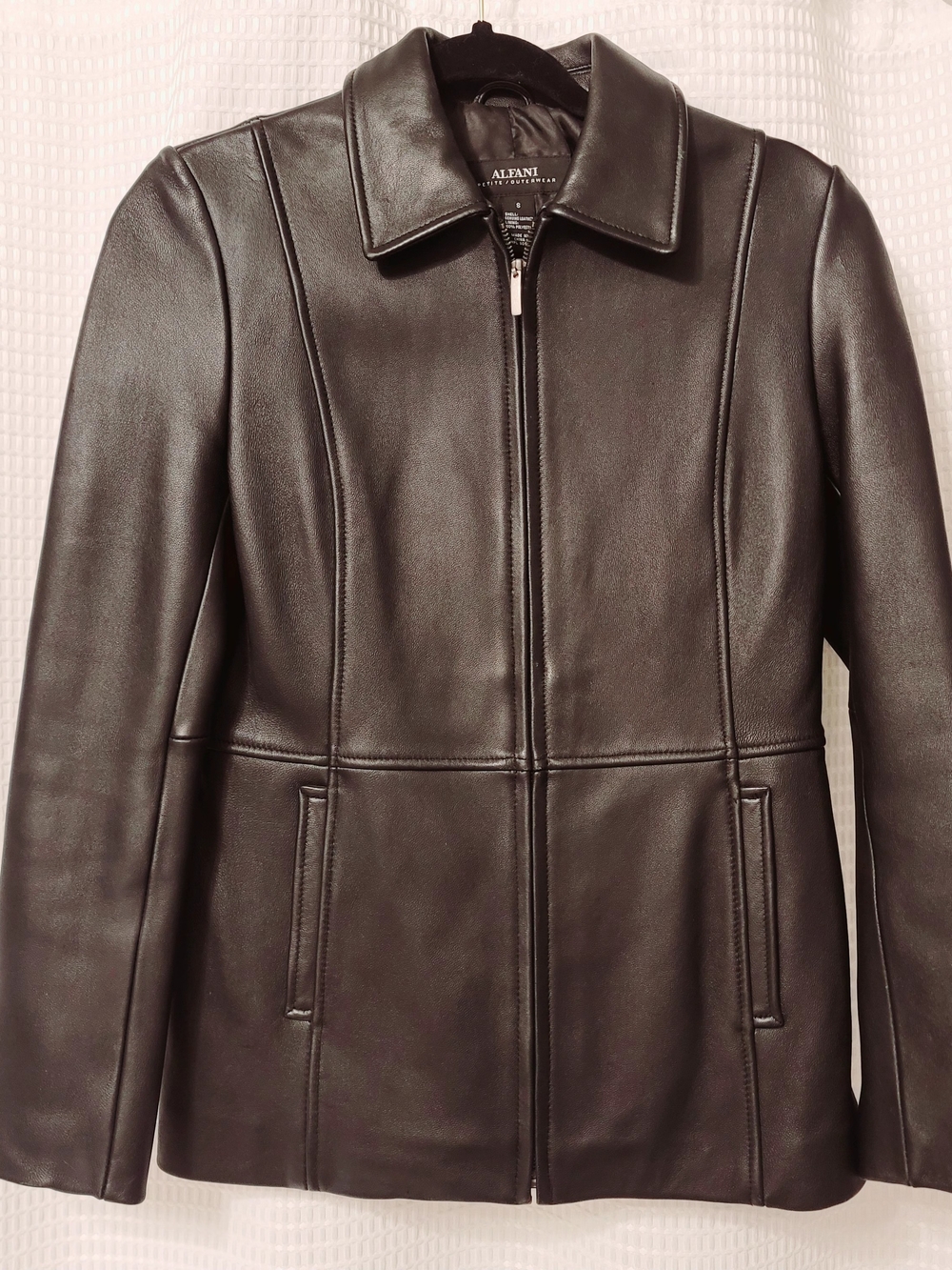 Y2k Alfani Black Women's Leather Jacket Size Small